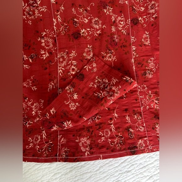 MAXI SKIRT & BLOUSE SET / COTTON / RED FLORAL / VINTAGE / BOHO / MED - LG - Picture 4 of 13